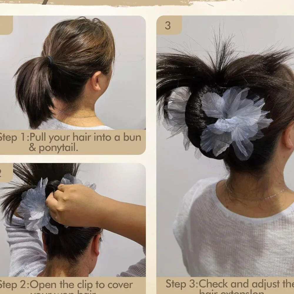 Clip-On Feathered Bun Hair Pieces 2pcs Set